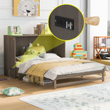 Queen Size Murphy Bed with Built-In Charging Station, Antique Grey(Expected Arrival Time: 8.9) - Home Elegance USA