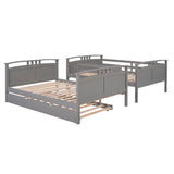 Full-Over-Full Bunk Bed with Twin size Trundle , Separable Bunk Bed for Bedroom - Grey - Home Elegance USA