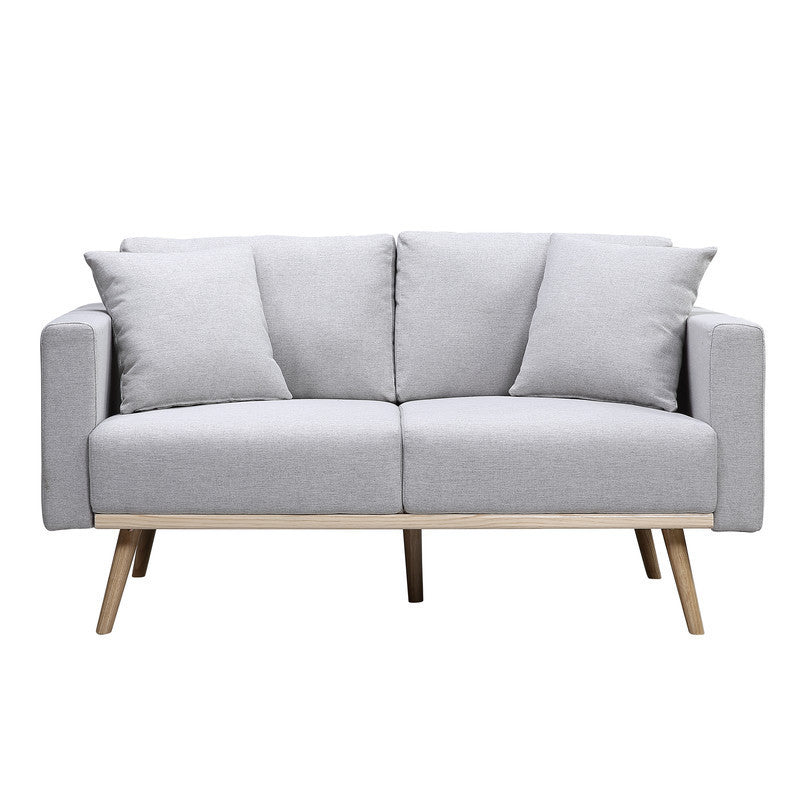 Easton Light Gray Linen Fabric Sofa Loveseat Living Room Set with USB Charging Ports Pockets & Pillows Home Elegance USA