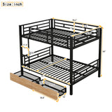 Metal Full Size Convertible Bunk Bed with 2 Drawers, Black(Expected Arrival Time: 9.18)