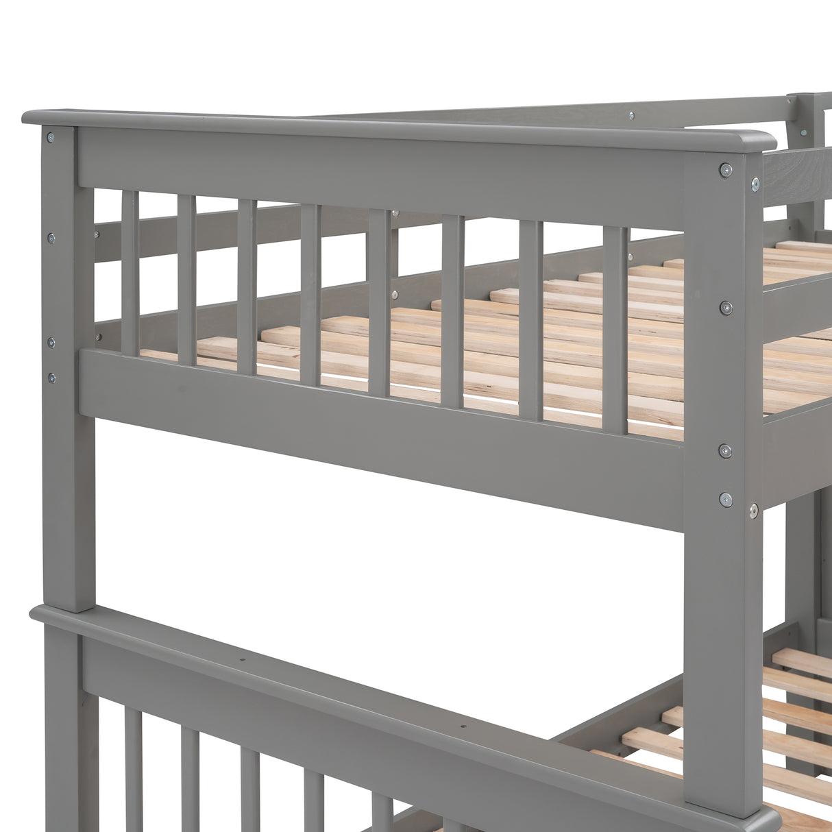 Stairway Twin-Over-Twin Bunk Bed with Three Drawers for Bedroom, Dorm - Gray(Old SKU: LP000309AAE) - Home Elegance USA