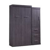 Twin Size Murphy Bed with Wardrobe and Drawers, Storage Bed, can be Folded into a Cabinet, Gray - Home Elegance USA