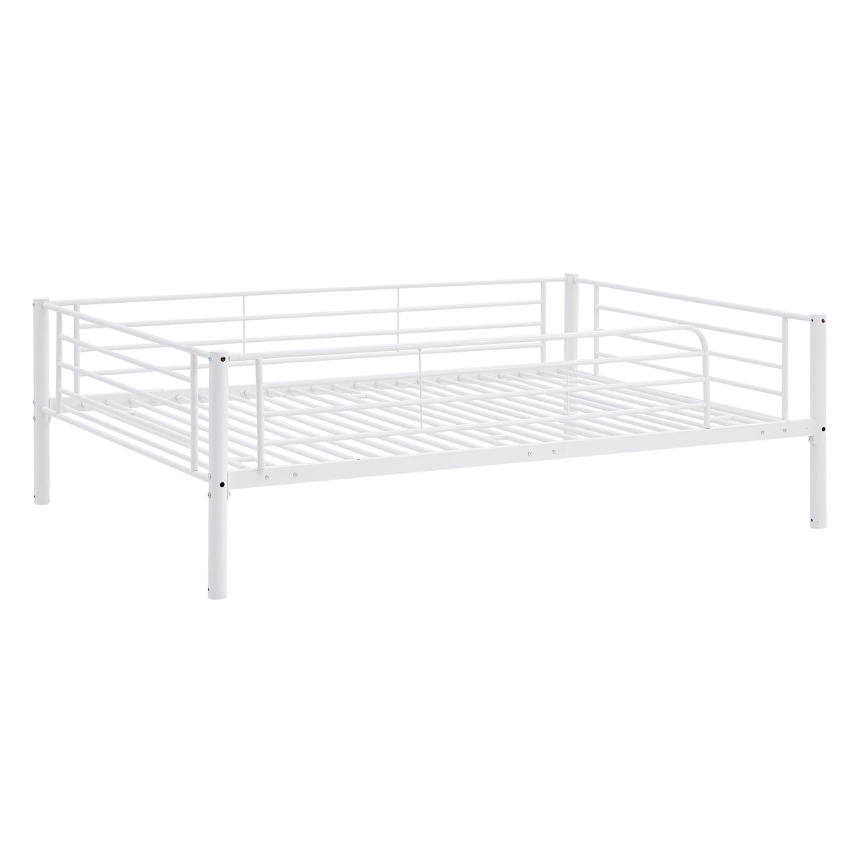 Full-Full-Full Metal  Triple Bed  with Built-in Ladder, Divided into Three Separate Beds,White - Home Elegance USA