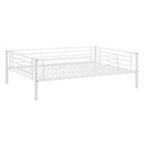 Full-Full-Full Metal  Triple Bed  with Built-in Ladder, Divided into Three Separate Beds,White - Home Elegance USA