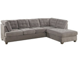 Living Room Sectional Waffle Suede Charcoal Color Sectional Sofa w Pillows Couch Tufted Cushion  Contemporary (NO OTTOMAN) - Home Elegance USA