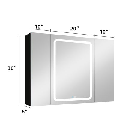 40x30 Inch LED Bathroom Medicine Cabinet Surface Mount Double Door Lighted Medicine Cabinet, Medicine Cabinets for Bathroom with Mirror Defogging, Dimmer Black - Bathroom Mirrors - W995S00052 - image - 16