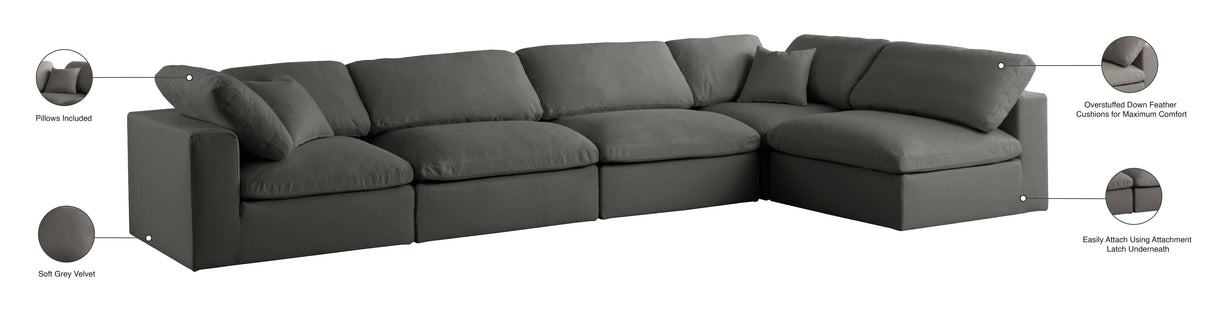 Plush - Cloud Modular Sectional 5 Piece - Grey - Home Elegance USA