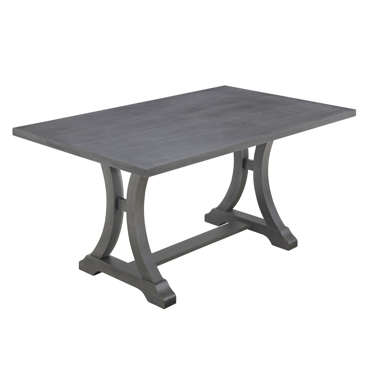 TREXM 6-Piece Farmhouse Dining Table Set, Rectangular Trestle Table and 4 Upholstered Chairs & Bench for Dining Room (Antique Gray) - Home Elegance USA
