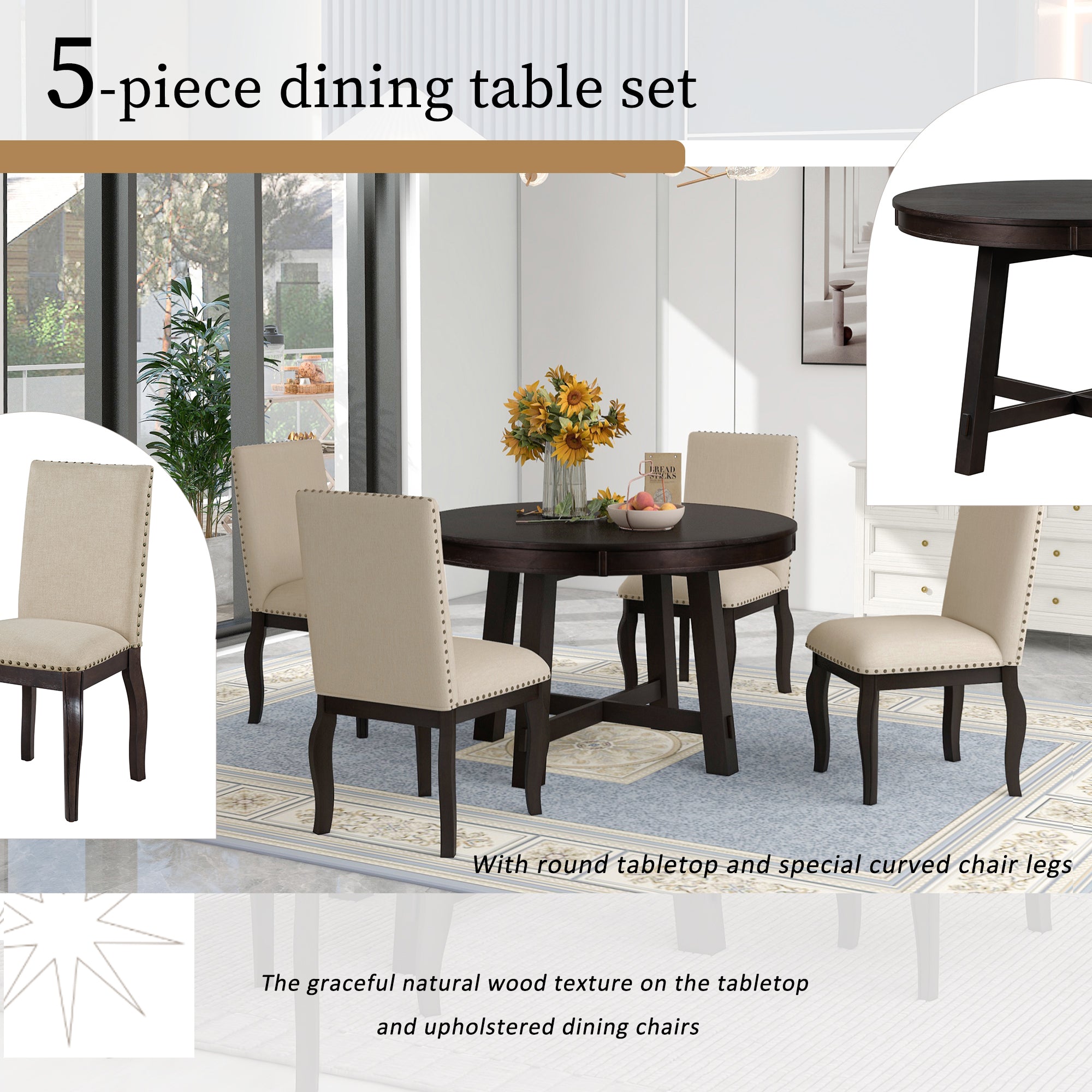 Espresso wood dining online table set