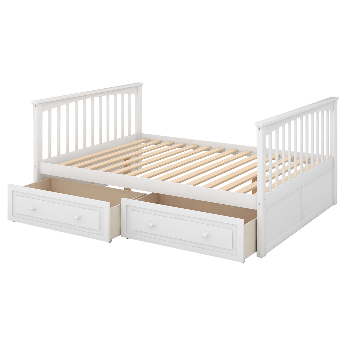 Full over Full Bunk Bed with Drawers, Convertible Beds, White(OLD SKU:SM000241AAK) - Home Elegance USA