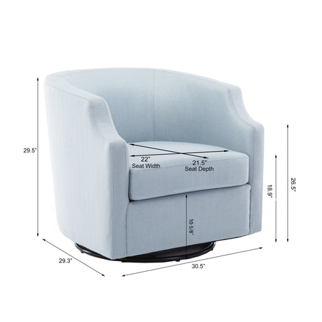 Isabelle Sky Blue Swivel Glider Barrel Chair - Home Elegance USA