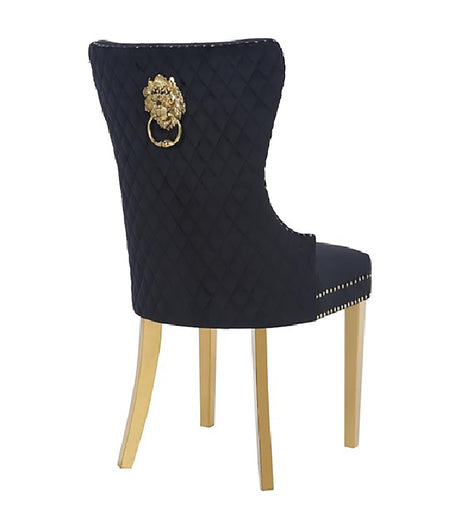 Simba Gold 2 Piece Dinning Chair Finish with Velvet Fabric in Black - Home Elegance USA