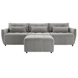 113.3" Convertible Sectional Sofa Couch 3 - Seat L - Shaped Sofa with Movable Ottoman and USB for Apartment, Living Room, Bedroom, Grey - SG000880AAE - image - 5