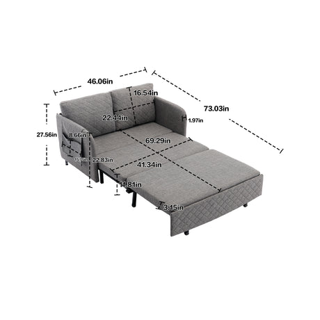 COOLMORE Convertible Sleeper Sofa Bed, Modern Velvet Loveseat Couch with Pull Out Bed, Small Love Seat Futon Sofa Bed with Headboard, 2 Pillows & Side Pockets for Living Room Home Elegance USA