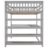 Full Size Loft Bed with Storage Shelves and Under-bed Desk, Gray(OLD SKU:SM000246AAE-1) - Home Elegance USA