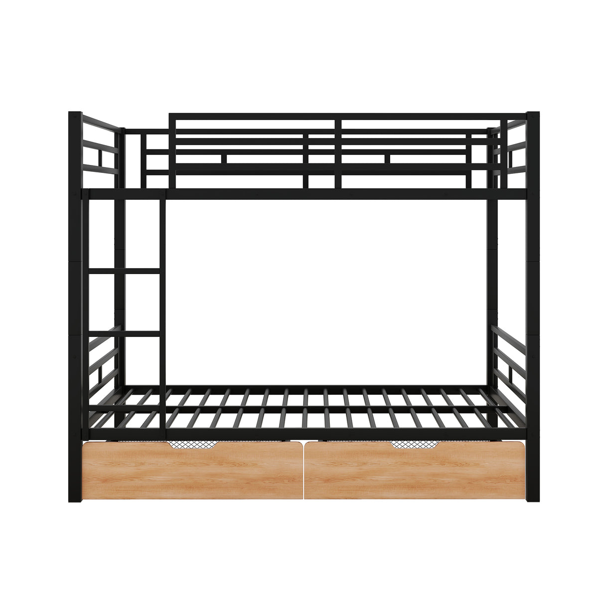 Metal Full Size Convertible Bunk Bed with 2 Drawers, Black(Expected Arrival Time: 9.18)