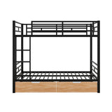 Metal Full Size Convertible Bunk Bed with 2 Drawers, Black(Expected Arrival Time: 9.18)