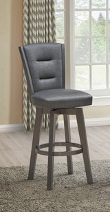 29" Seat Height Glitter Grey Faux Leather Bar Chairs, Set of 2 - Home Elegance USA