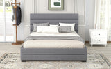 Queen Upholstered Platform Bed with Twin Size Trundle and Two Drawers,Grey - Home Elegance USA