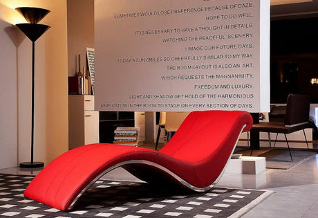 VIG Furniture -  Essen Modern Red Leather Leisure Lounge Chaise - VGWCESSEN-RED