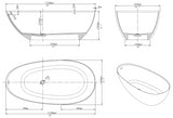 67'' x 33.5'' Freestanding Bathtoom Soaking Artificial Stone Solid Surface Bathtub 1700MM