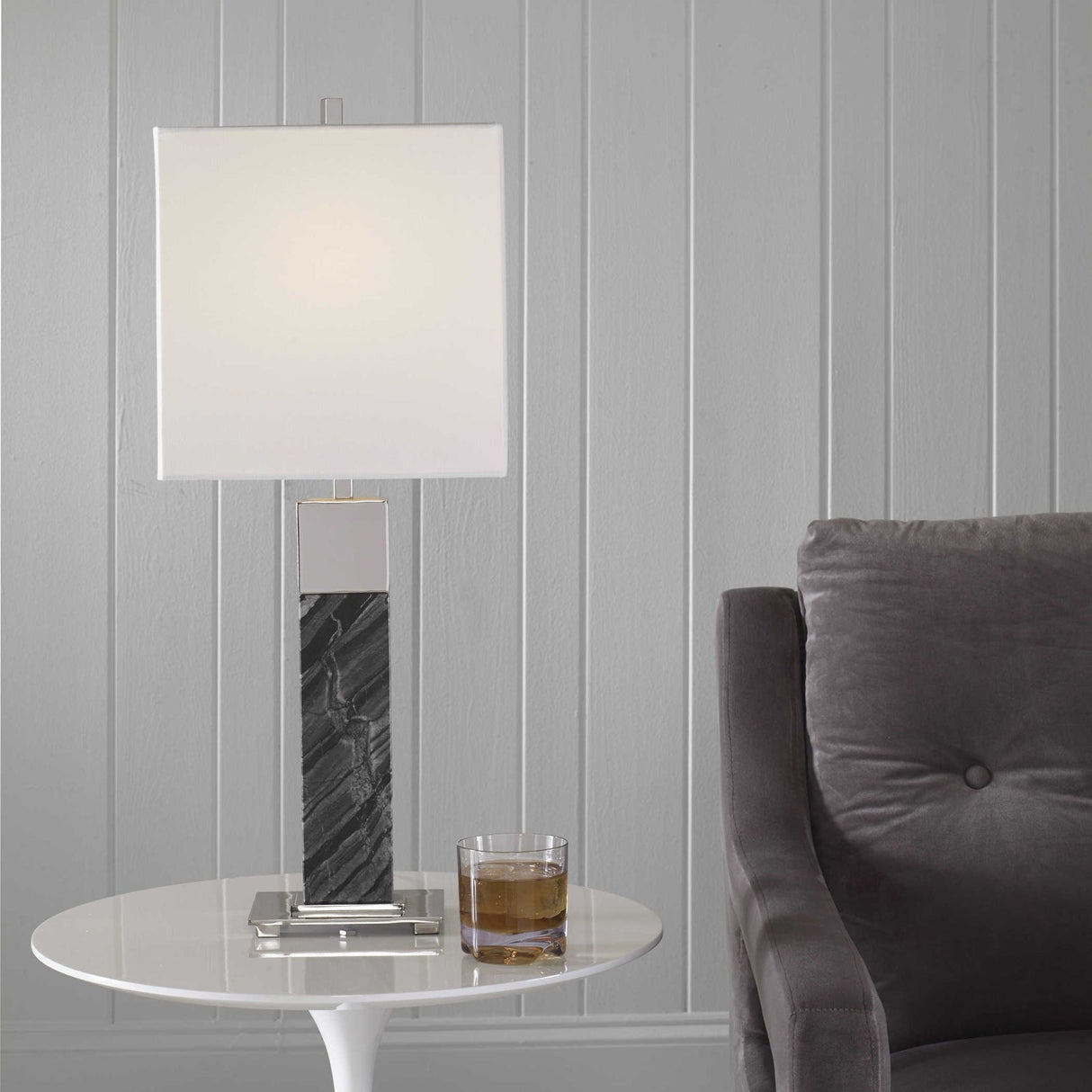 Uttermost Pilaster Black Marble Table Lamp - Home Elegance USA