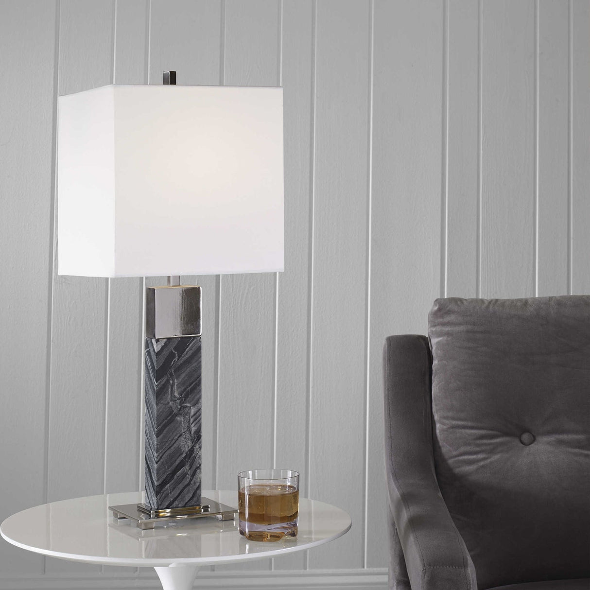 Uttermost Pilaster Black Marble Table Lamp - Home Elegance USA
