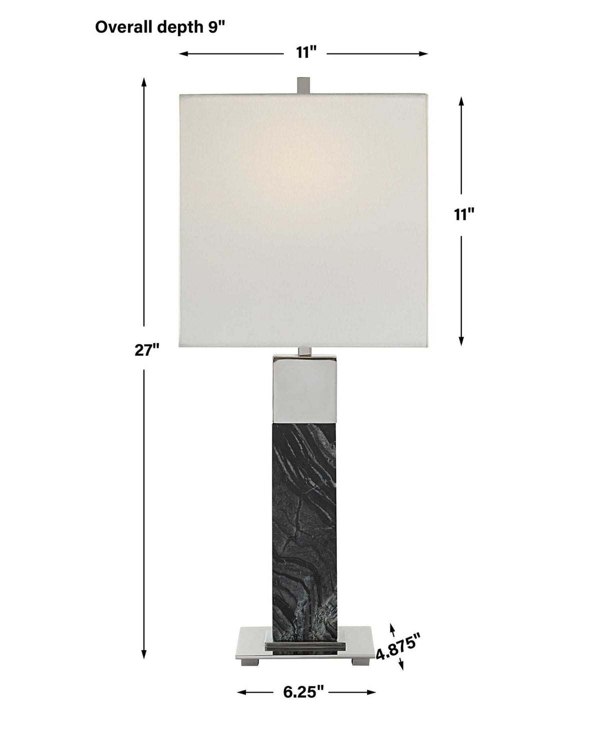 Uttermost Pilaster Black Marble Table Lamp - Home Elegance USA