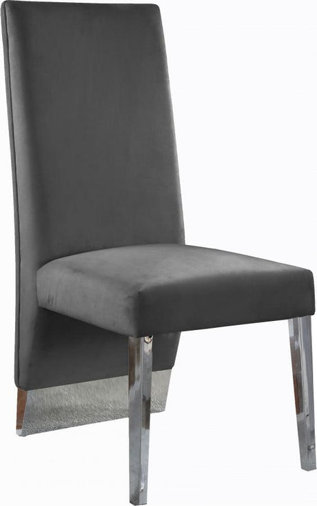 Meridian Furniture - Porsha Velvet Dining Chair Set Of 2 In Grey - 756Grey-C