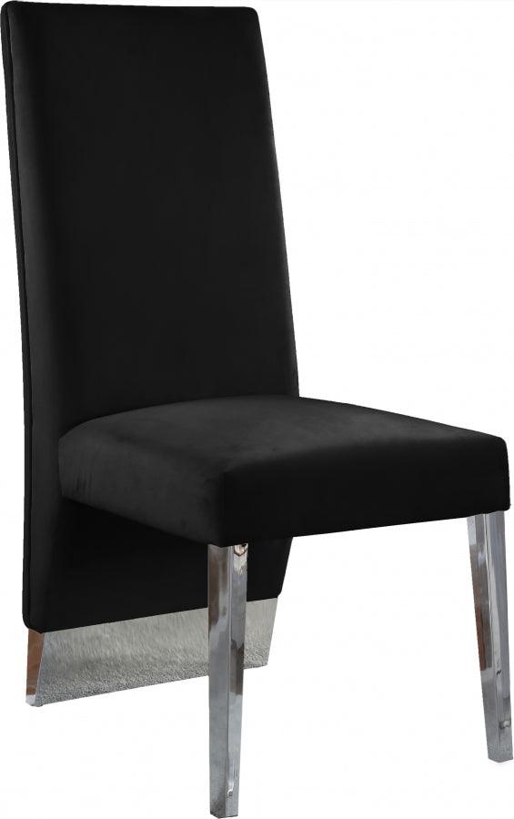 Meridian Furniture - Porsha Velvet Dining Chair Set Of 2 In Black - 756Black-C