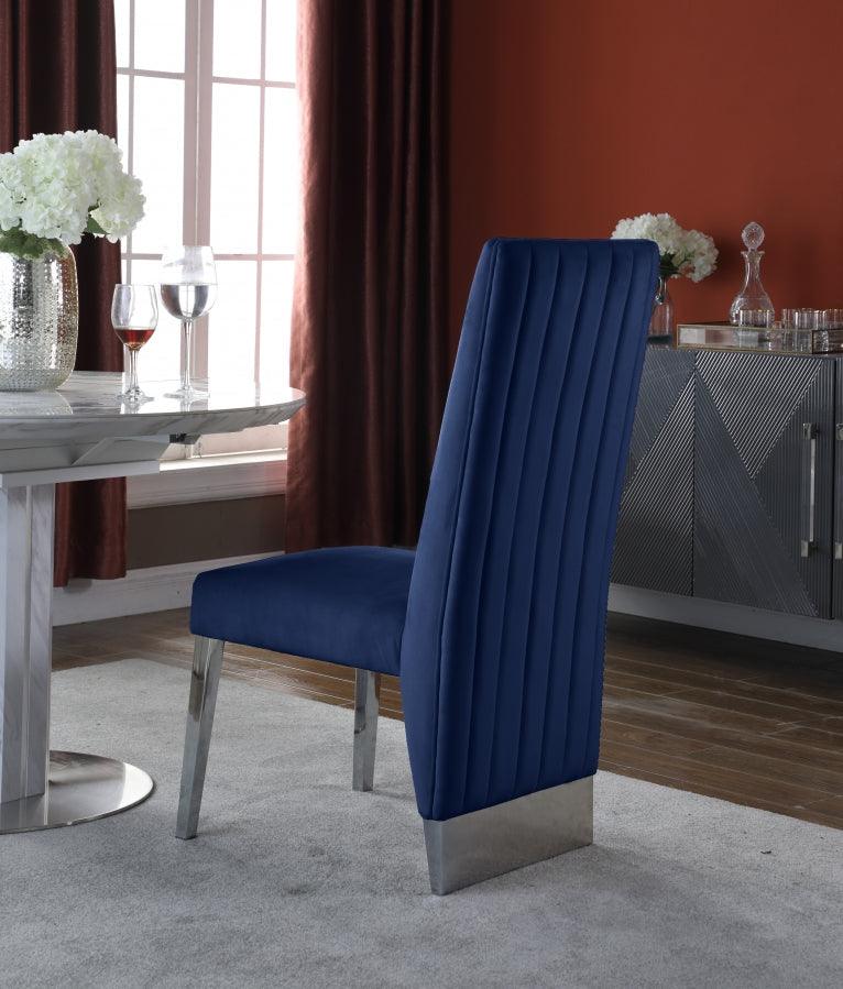 Meridian Furniture - Porsha Velvet Dining Chair Set Of 2 In Navy - 756Navy-C