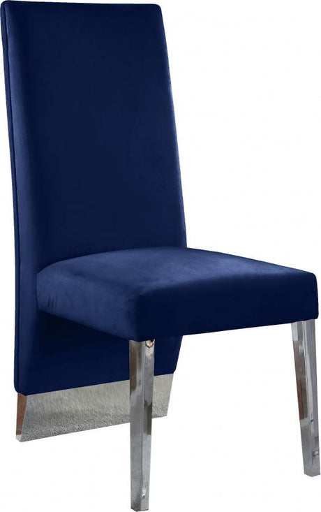 Meridian Furniture - Porsha Velvet Dining Chair Set Of 2 In Navy - 756Navy-C