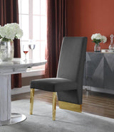 Meridian Furniture - Porsha Velvet Dining Chair Set Of 2 In Grey - 755Grey-C