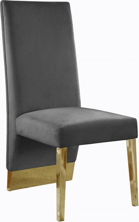 Meridian Furniture - Porsha Velvet Dining Chair Set Of 2 In Grey - 755Grey-C