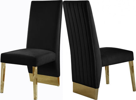 Meridian Furniture - Porsha Velvet Dining Chair Set Of 2 In Black - 755Black-C