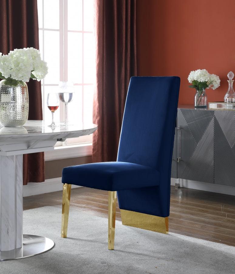 Meridian Furniture - Porsha Velvet Dining Chair Set Of 2 In Navy - 755Navy-C