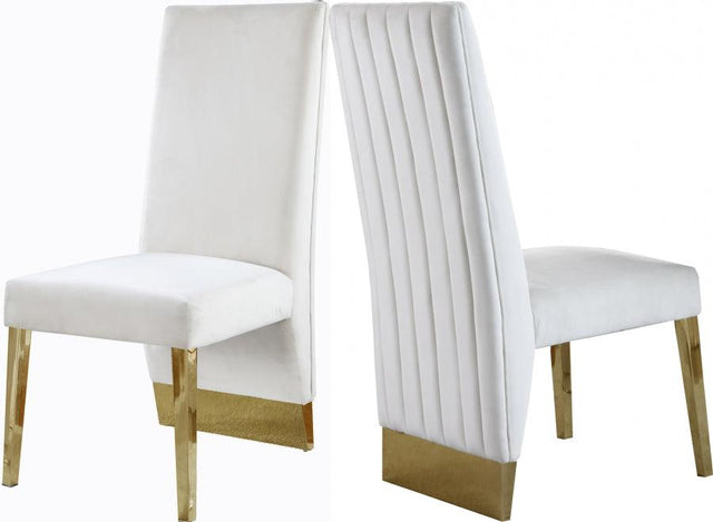 Meridian Furniture - Porsha Velvet Dining Chair Set Of 2 In Cream - 755Cream-C