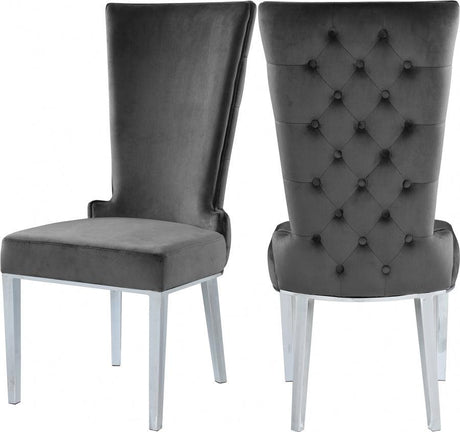 Meridian Furniture - Serafina Velet Dining Chair In Grey (Set Of 2) - 729Grey-C