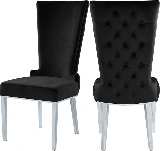 Meridian Furniture - Serafina Velet Dining Chair In Black (Set Of 2) - 729Black-C