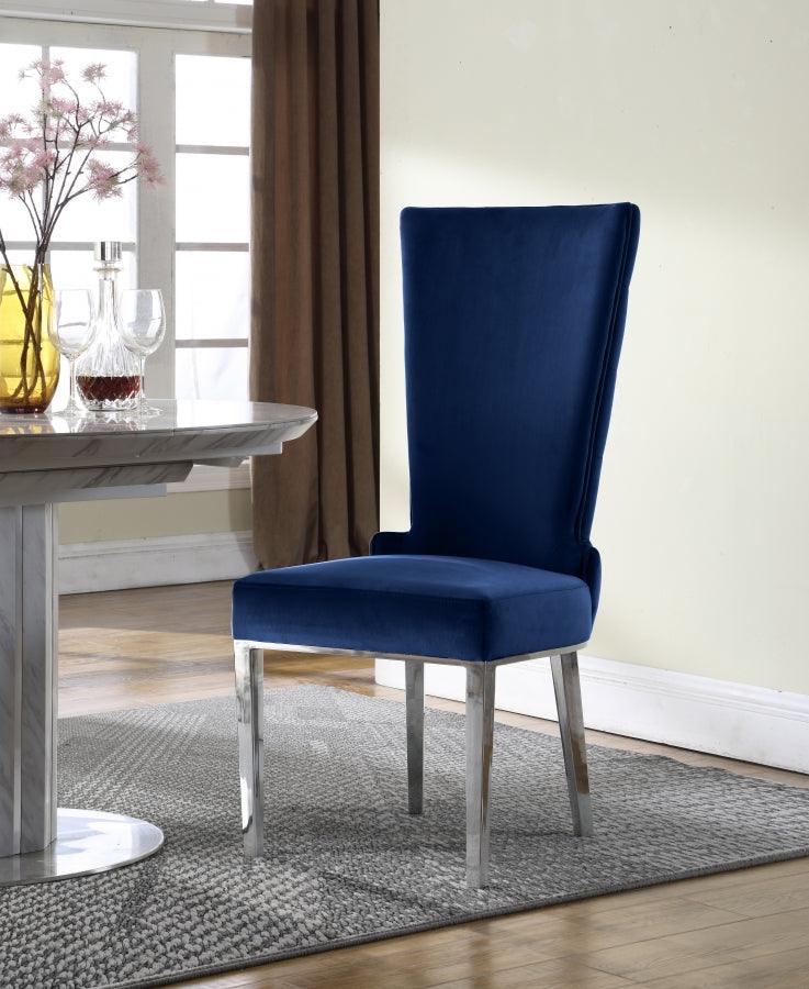 Meridian Furniture - Serafina Velet Dining Chair In Navy (Set Of 2) - 729Navy-C