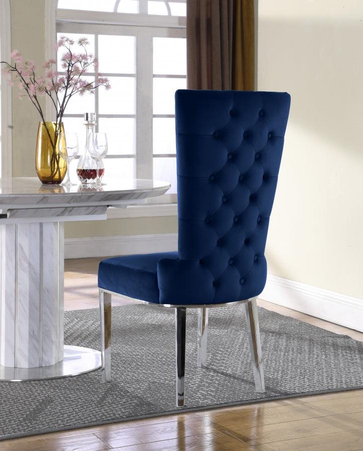 Meridian Furniture - Serafina Velet Dining Chair In Navy (Set Of 2) - 729Navy-C