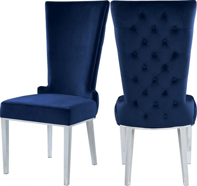 Meridian Furniture - Serafina Velet Dining Chair In Navy (Set Of 2) - 729Navy-C