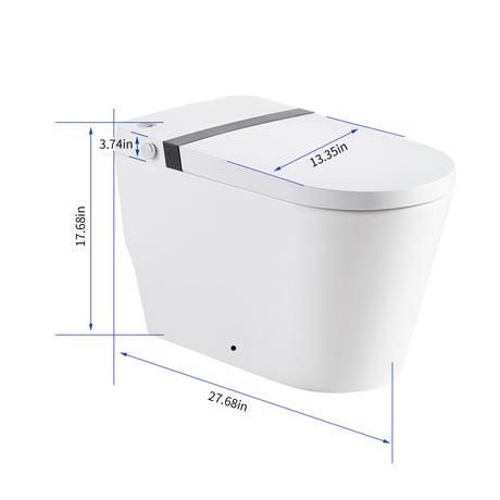 One Piece Smart Toilet with Auto-flush, Warm Water, Air Drying Function, Heated Seat, Remote Control