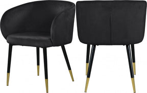 Louise Velvet Dining Chair In Black (Set Of 2) - 733Black-C | Meridian