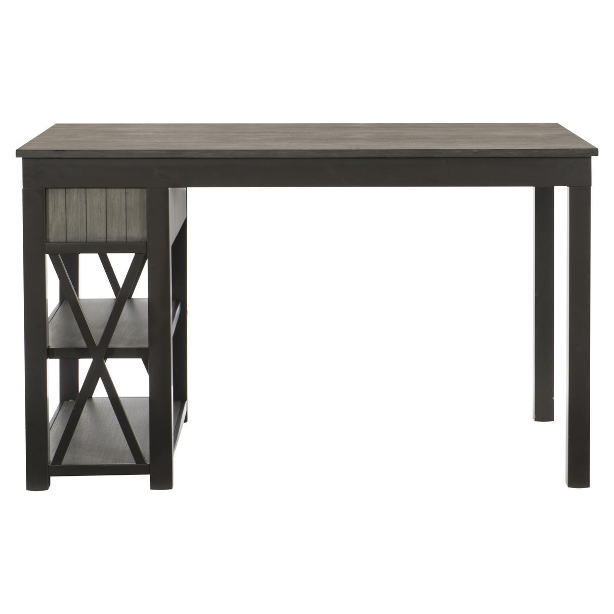 1pc Counter Height Table with Storage Drawers Display Shelf's Gray Gunmetal Finish Casual Style Dining Furniture - Home Elegance USA