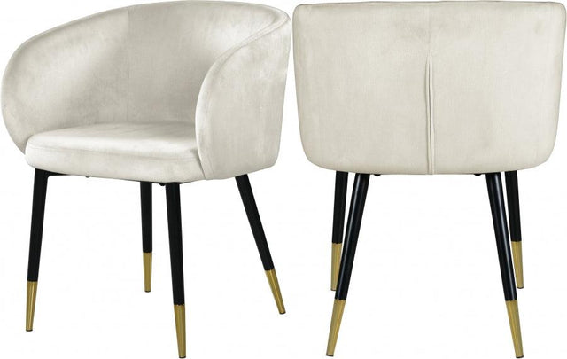 Meridian Furniture - Louise Velvet Dining Chair In Cream (Set Of 2) - 733Cream-C