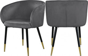 Louise Velvet Dining Chair In Grey (Set Of 2) - 733Grey-C | Meridian