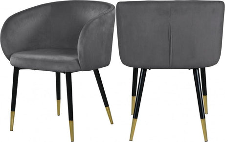 Meridian Furniture - Louise Velvet Dining Chair In Grey (Set Of 2) - 733Grey-C