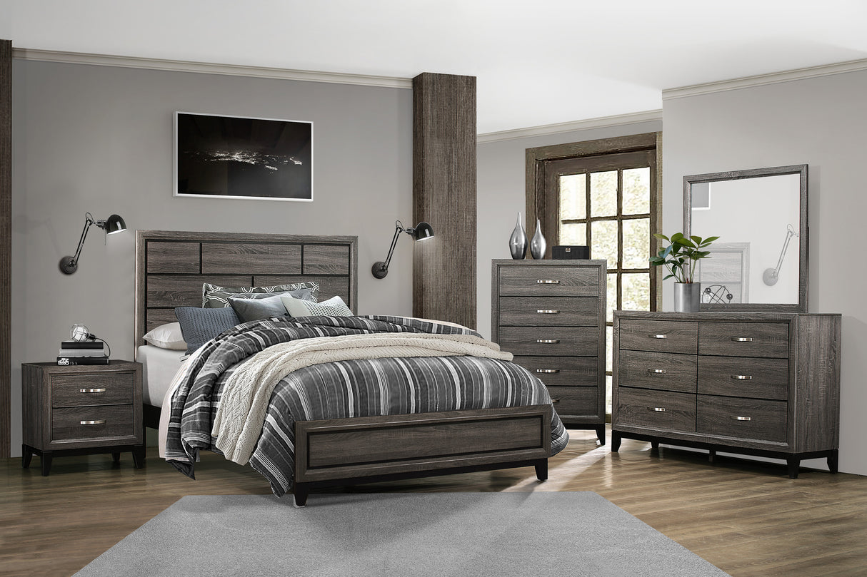 Modern Style Clean Line Design Gray Finish 1pc Queen Size Bed Contemporary Bedroom Furniture - Home Elegance USA