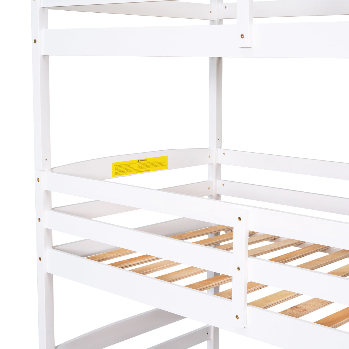 Twin Size Triple Bunk Bed with Storage Staircase,Separate Design,White - Home Elegance USA